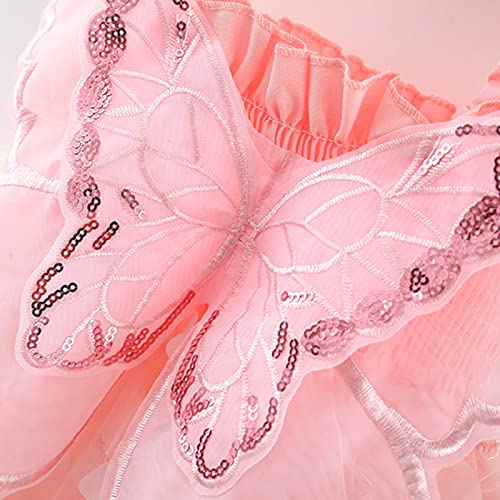 Girls Sleeveless Butterfly Tulle Lace Ruffles Dress Dance Party Princess Dresses Clothes Easter Dress Size 63