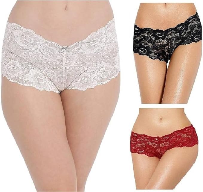 loamraj fashion Sexy High Waist Lace Shorts Underwear for Women – Lightweight Breathable Boyshort Panties with V Cut Design (White)-picture-15