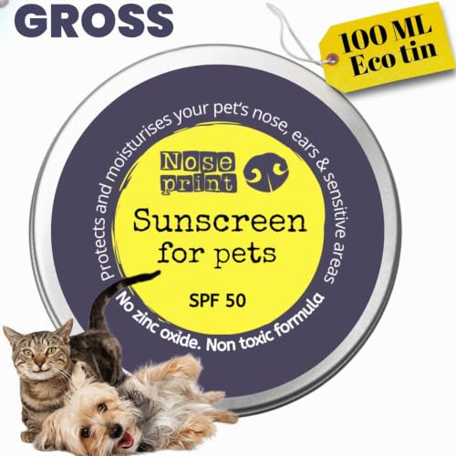 Noseprint SPF 50 Sonnencreme für Haustiere | Sonnenschutz für Haustiere 100 ML | Feuchtigkeitsspendende Sonnencreme für Hunde und Katzen, Ungiftige Formel Hundenase | Hundepfotenbalsam