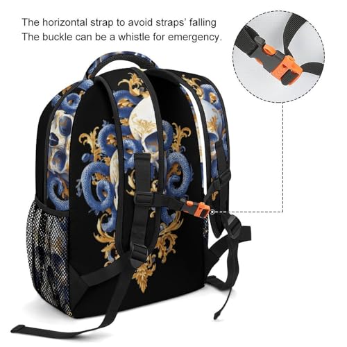 Medusa-Skull Vertical Art Funny Backpack Casual Daypack Lightweight Shoulders Bag for Men Women Cute Print3