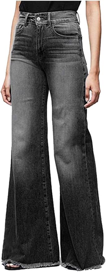 Wide Leg Jeans for Women Plus Size Bell Bottoms Y2K Slim Fit Wide Leg Denim Pants Retro High Waisted Jeans