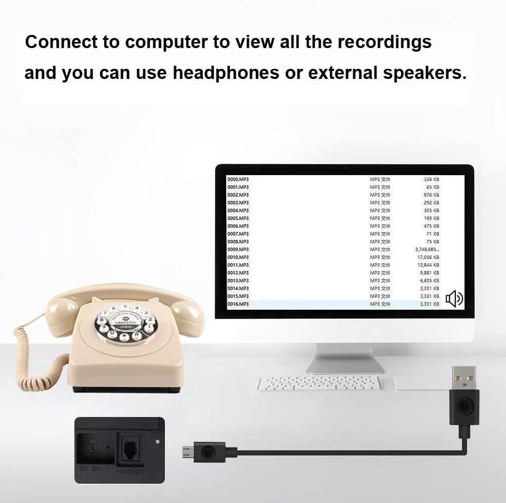 TelPal Voice Recording Audio Guest Book – Guest Book Phone for Weddings, Bridal Showers, Anniversaries | Retro Telephone Voice Recorder | USB Rechargeable Memory Phone | Unique Wedding Gift (Ivory)