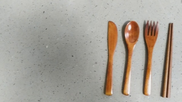 Set 4 Posate Legno Stile Giapponese - Cucchiaio, Forchetta, Coltello E Bacchette Con Sacchetto - Foto 10