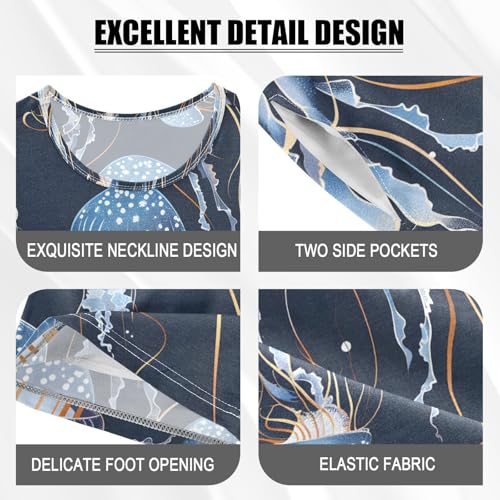ALAZA Jellyfish Dark Pajamas Short Sleeve 2 Piece Sleepwear Top and Bottom Pajama Set Unisex4