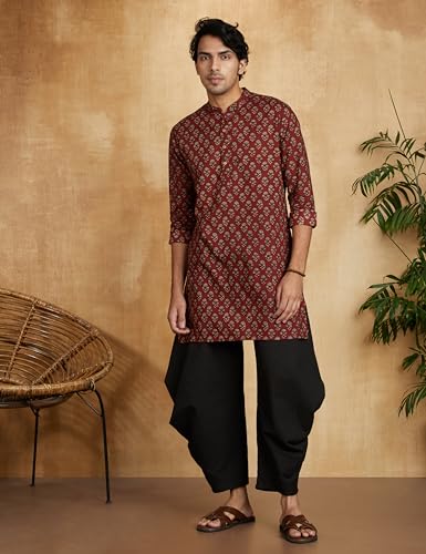 Image of Amazon Brand - Symbol Men's 100% Cotton Everyday Mid Length Casual Kurta - Regular Fit (Available in Plus Sizes)