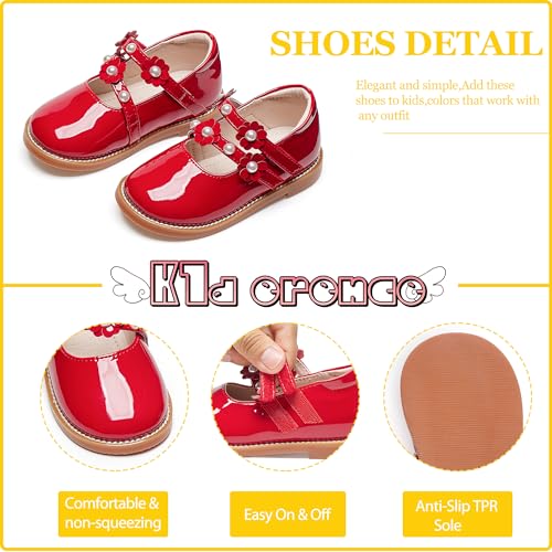 Image of Kiderence Toddler Girl Mary Jane School Uniform Dress Shoes Oxford Flats | Wide Toe Box Great Comfort for Student Shoe and Flower Girl Shoe for Wedding, Parties, Church