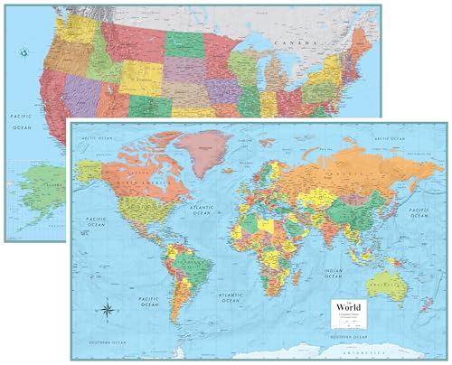 RMC Classic United States USA and World Wall Map Set (Signature Edition)