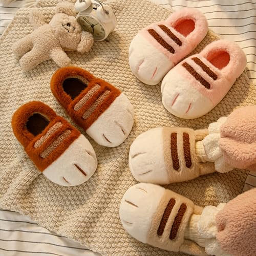 Women's Cat Paw Slippers, 3D Plush, Pink, One Size, Anti-Slip, Warm, Comfortable, Home, Office, Travel2