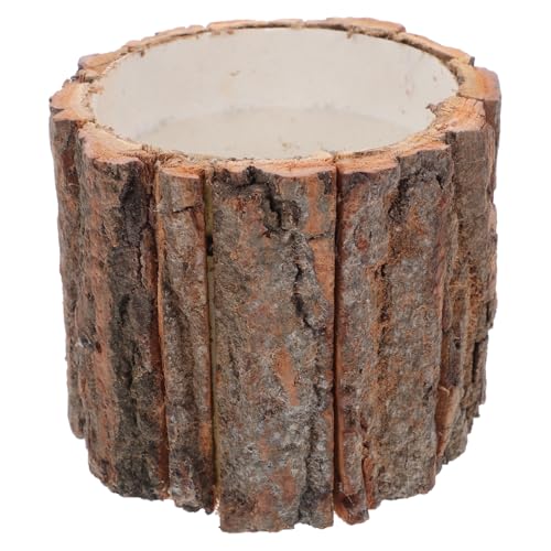 Veemoon Tree Stump Planter, Wood Stump Flower Pot Rustic Small Plant Bucket Table Succulent Planter Barrel Driftwood Bonsai Pots for Indoor Outdoor Garden Office (4.92 * 3.94in)