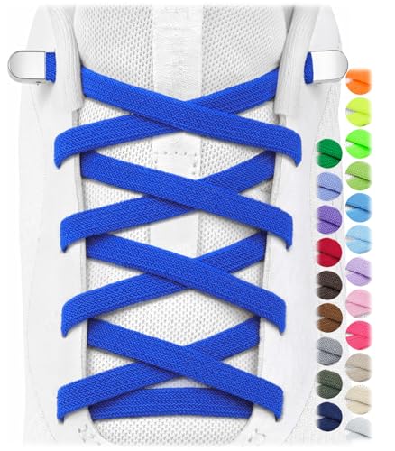 Image of Stepace 2 Pairs Elastic No Tie Shoe Laces for Kids and Adults Sneakers, Stretch Flat Tieless Shoestrings