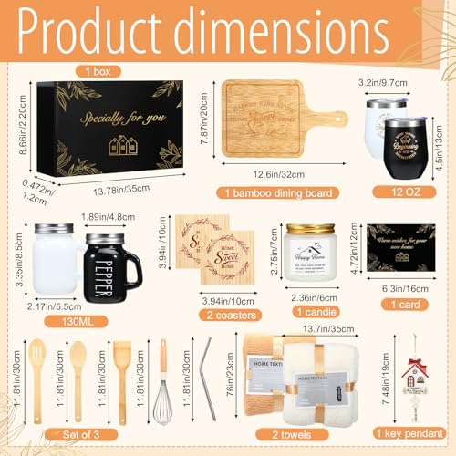 Housewarming Gifts New House -19 Pcs Closing Gifts for Couple Friend Women Men Home Buyers, House Warming Basket for New Houses Apartment Kitchen Presents(Black,Classic) - Image 2