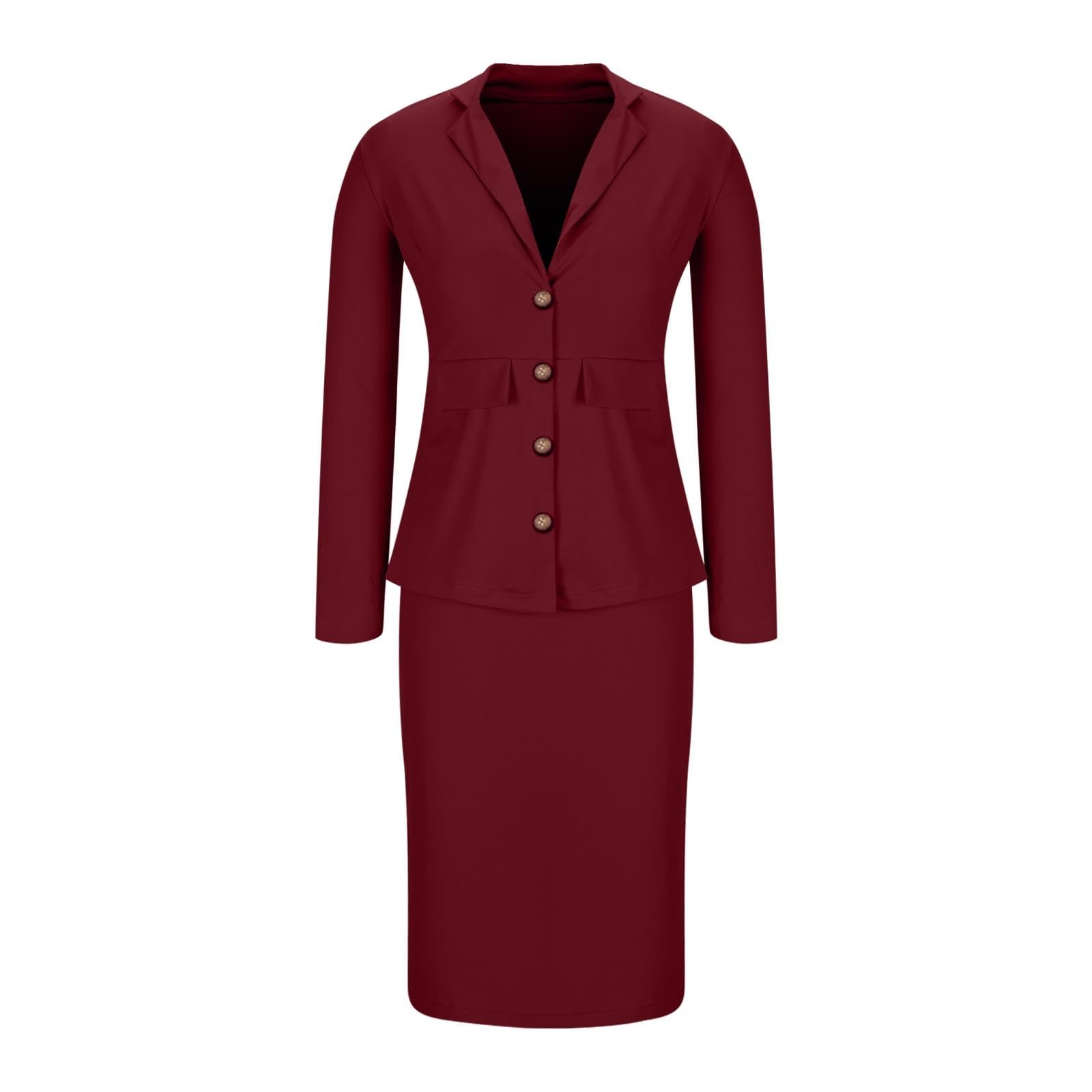 NSICBMNO Costume d'affaires pour femme - Blazer à manches longues - Jupes crayon midi - Tenue décontractée - Ensemble de jupe 2 pièces - Ensemble de travail de bureau élégant - Jupe florale - Taille