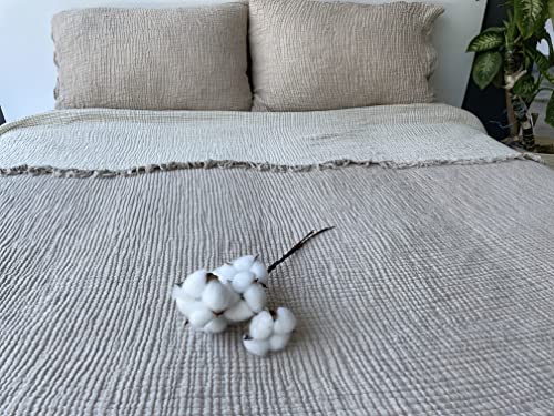 100% Cotton Muslin Throw Blanket, 4 Layers Bedspread, Soft Turkish Cotton Muslin Bed Cover, Reversible Coverlet, Mink (Two Pillowcase 20X30) #TOP3