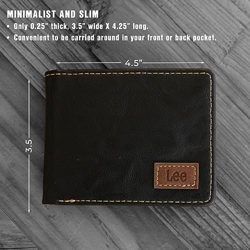 Lee Men’s Bifold Wallet Slim Casual Everyday Minimalist Cash and Card Holder (Black)3