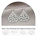 Silver Tone Filigree Teardrop Earrings, 1928 Jewelry Earrings for Women - Filigree Vine Design, Dangling Silver Tone Teardrop Pendant, Fish Hook Back, Vintage Jewelry Vault Collection