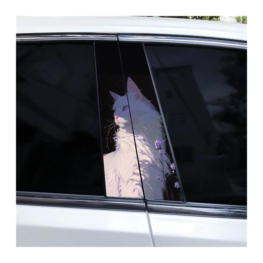 Body Parts 2pcs Car B-Pillar Decals Flower-Shaped Cat Car Center Column Stickers DIY(Type A)