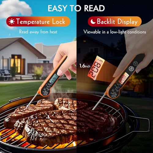 Meat Thermometer Digital with Backlight, Calibration & Hold Function, IP65 Waterproof Food Thermometer for Cooking, Outdoor Grilling, Candy Making - Image 5