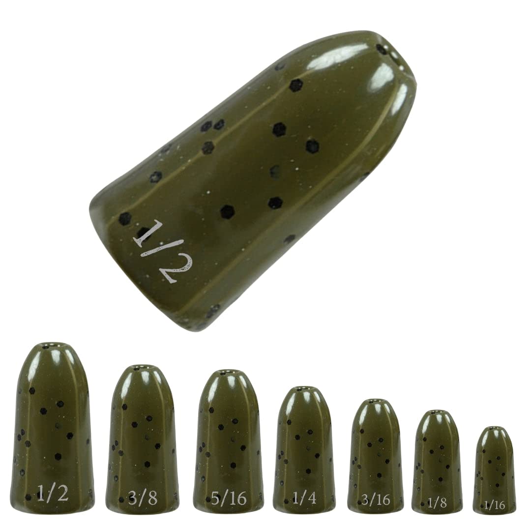 Reaction Tackle Tungsten Worm Weights for Bass Fishing - Bullet Shaped Sinkers/Fishing Weights - for Texas Rig and Carolina Rig/Size Stamped