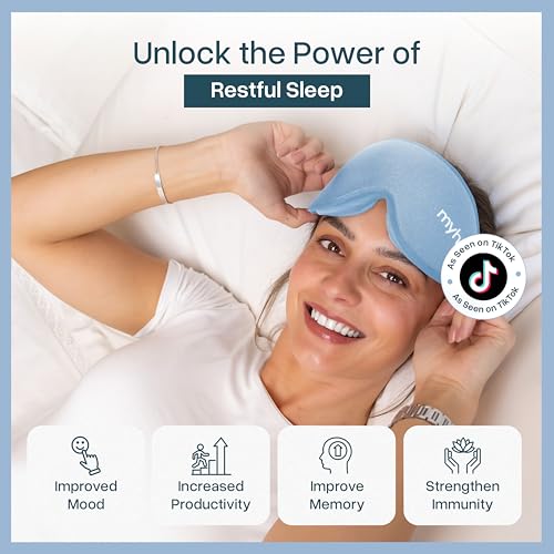 Image of MyHalos Sleep Mask - 3D Blackout Eye Mask for Women & Men, Side Sleepers, Zero Pressure Memory Foam Eyelash Friendly, Breathable,Award-Winning Sleep Aid for Travel (Light Blue, 1 Count (Pack of 1))