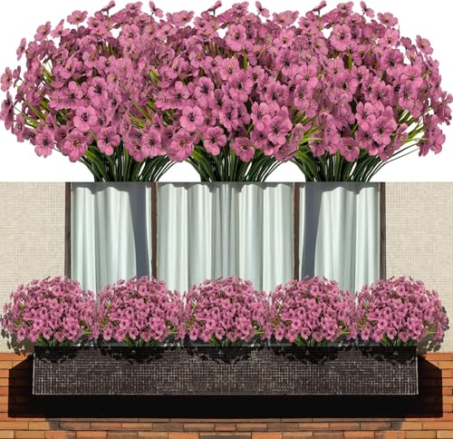 LANKAMO 15 pacotes de flores artificiais, flores de seda falsas, ao ar livre, resistentes aos raios...