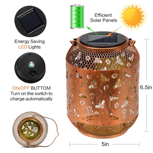 Lanternes solaires en métal ciselé, décoration extérieure de prestige pour cour