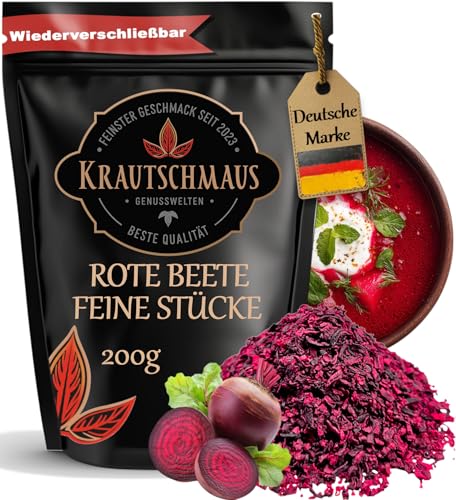 200g Rote Beete Flakes von Krautschmaus, zum Würzen, Kochen und Färben von Speisen, schonend getrocknet und geschnitten, intensive Farbe, ohne Zusatzstoffe