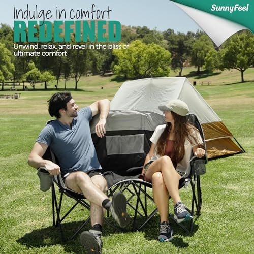 Image of SUNNYFEEL Double Camping Chair Oversized Loveseat for Adults