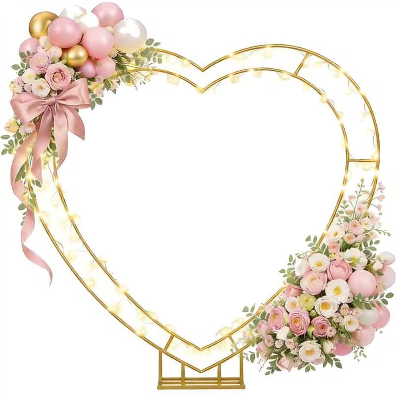 metal double heart arch stand for proposal, heart shaped balloon arch stand?heart shaped arch frame, for proposal ceremony, valentine's day, engagement, birthday party baby shower decoration decor