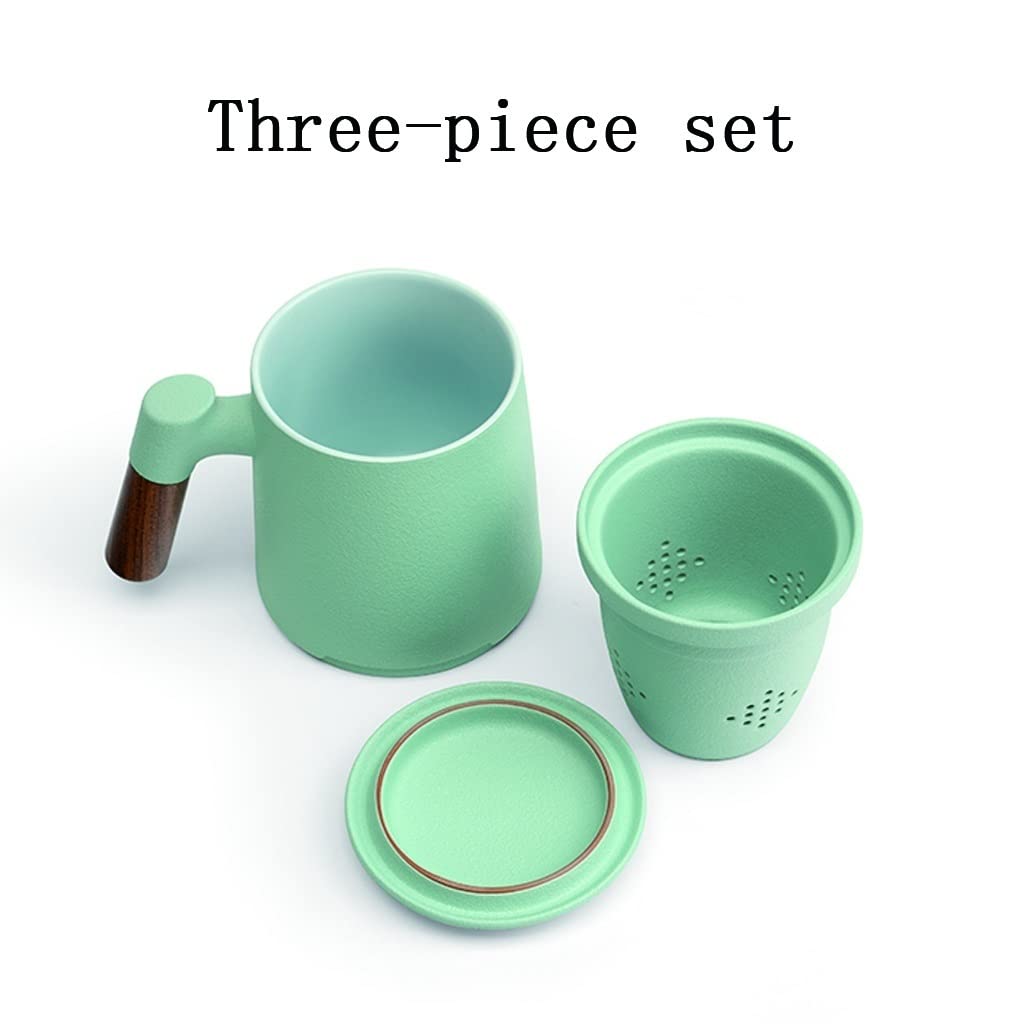 QXGJTLI Tasse à boire Tasse à lait en céramique Tasse à thé avec couvercle Tasse à filtre séparée Tasse à café Tasse à café Ensemble de tasses (B)