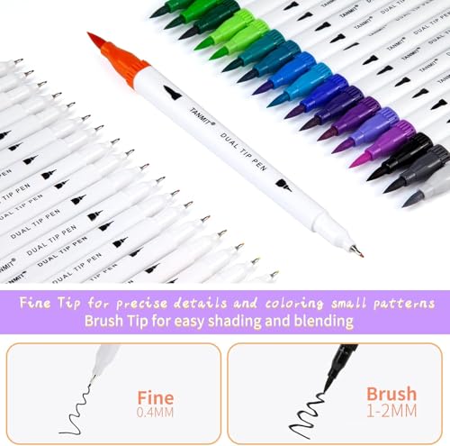 Kit 12 Canetas Brush Pen e Ponta Fina Dual – Canetinhas Coloridas para Desenho, Caligrafia, Arte e L