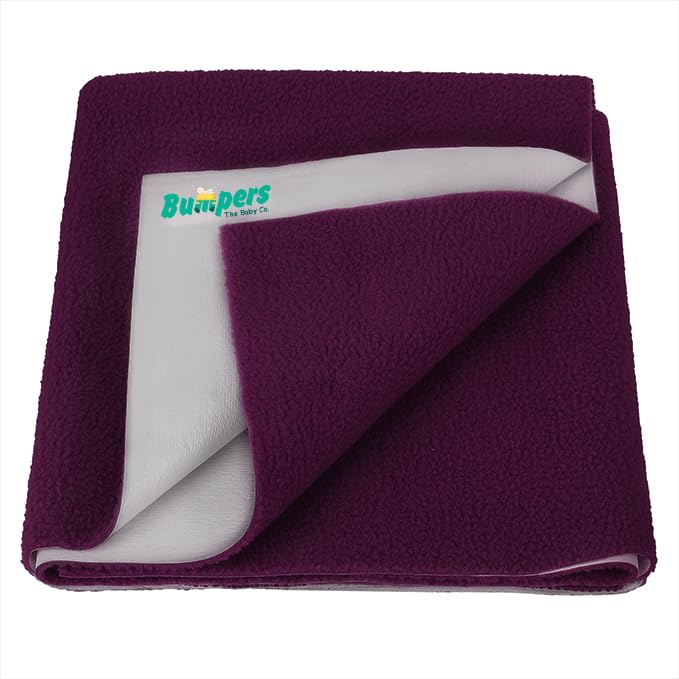 Image of Bumpers Waterproof Quick Dry Sheet for Baby| Bed Pad Extra Absorbent Washable Matress Protector| Baby Bed Protector Sheet for Toddler Children (Plum,Small (70x50 cm)