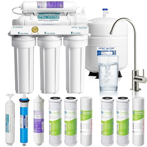 Image of APEC Water Systems ROES-PH75 Essence Series Alkaline Mineral pH+ 75 GPD 6-Stage WQA Certified Ultra Safe Reverse Osmosis Drinking Water Filter System, with Extra High Capacity Pre-Filter Set Stage 1-3
