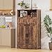 Iwell Storage Cabinet with 2 Drawers & Adjustable Shelves, Cupboard, Floor Cabinet for Living Room, Home Office, Rustic Brown