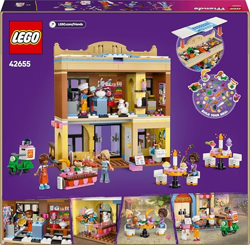 LEGO Friends Le Restaurant et l’école de Cuisine - Jouet de Construction et idée de Cadeau pour Filles dès 8 Ans - Inclut 4 Mini-poupées et Un Chat - Favorise Le Jeu de rôle 42655