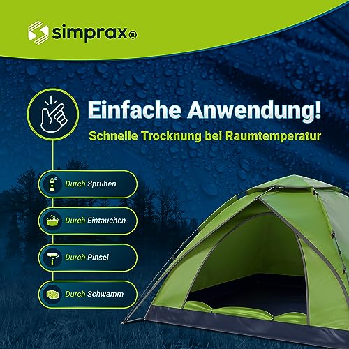SIMPRAX Imprägnierspray für Zelte, Planen, Outdoor-Zubehör mit UV-Schutz - Oeko-Tex-Zertifiziert - Transparent, Wasserabweisend, Umweltfreundlich - 500 ml