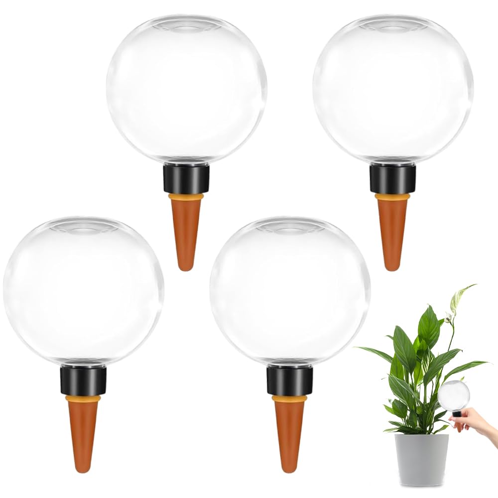4 Pièces Globes D'arrosage des Plantes, 500ml Transparent Distributeur Eau Plante, Arrosage Plante Interieur pour Plantes D'intérieur, de Balcon et de Jardin