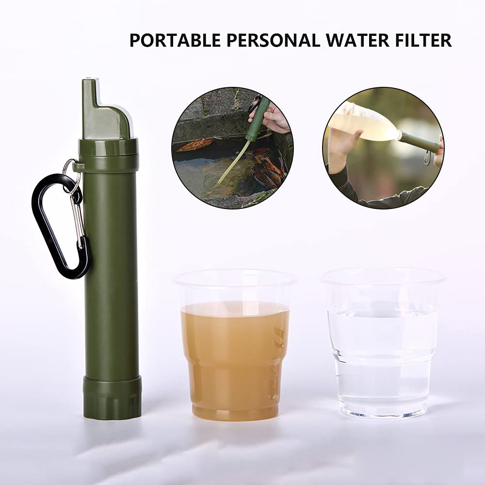 Filtre à Eau Portable Compact 1500L,Purificateur D'eau Randonnée Filtre Eau Personnel,Paille Filtrante Survie,Filtre à Eau D'urgence Ultra-Léger de 0,01 Micron pour Le Camping en Plein Air Randonnée