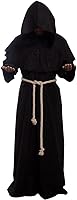 Vista 1 de GOLDSTITCH - Disfraz de monje renacentista con capucha, fraile, disfraz medieval para hacer cosplay Negro