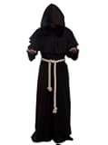 Friar Medieval Hooded Monk Renaissance Priest Robe Costume Cosplay