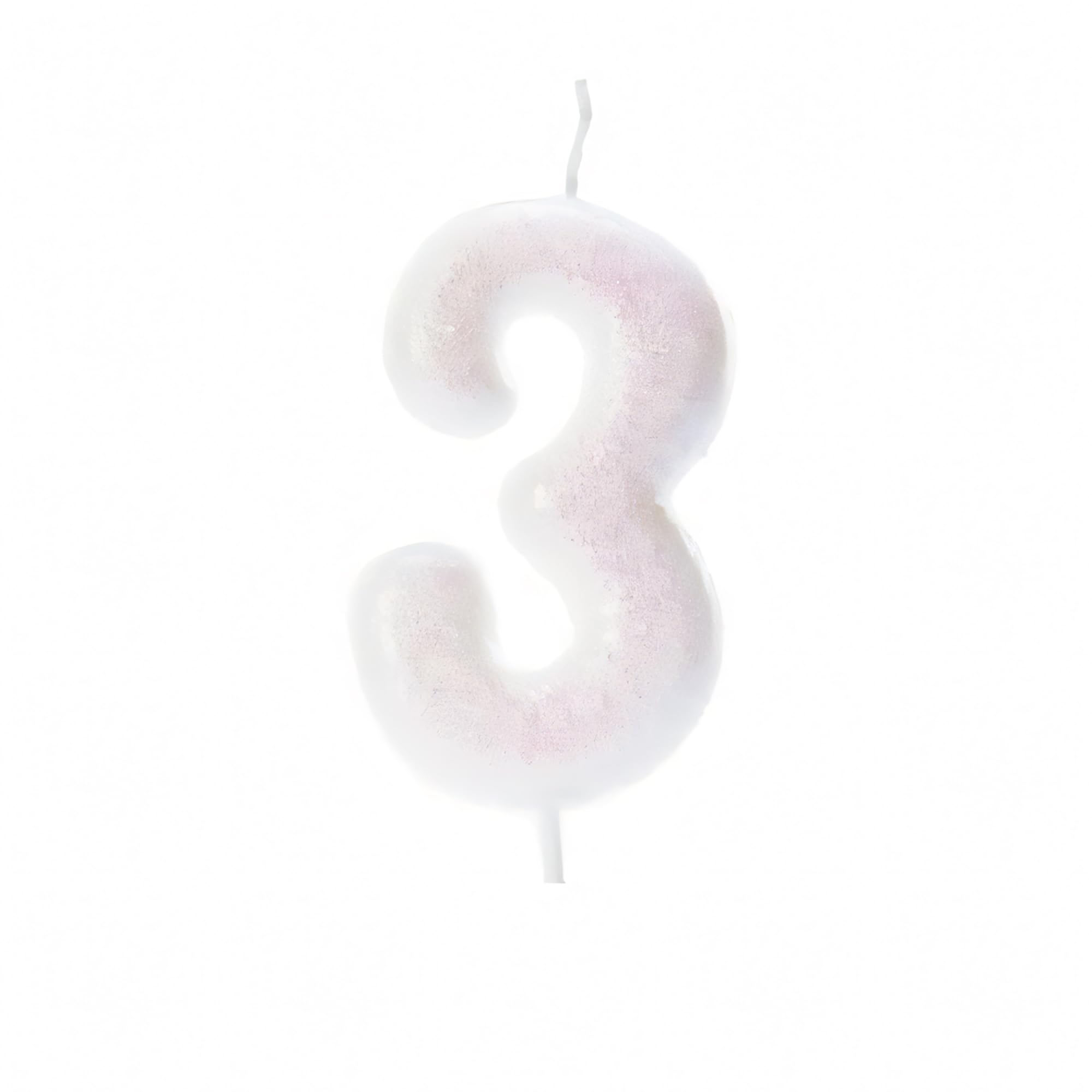 Anniversary House Colourful Iridescent Glitter Candle Number 3 Cake Candle for Birthday and Anniversary Decorations - Elegant Birthday Candle for Cake - Stylish Silver Number Candle Topper 7 cm