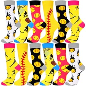 Xaatren 12 Pairs of Soccer Baseball Hockey Basketball Softball Socks Novelty Socks Boys Sports Socks Novelty Socks Gifts