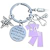 Kit’s Kiss MA Medical Assistant Keychain MA Keychain Medical Assistant Gift Stethoskop Spritze Medical Scrub Caduceus Medical Symbol Nursing School Medical Student Gift, Silber und Hellviolett,