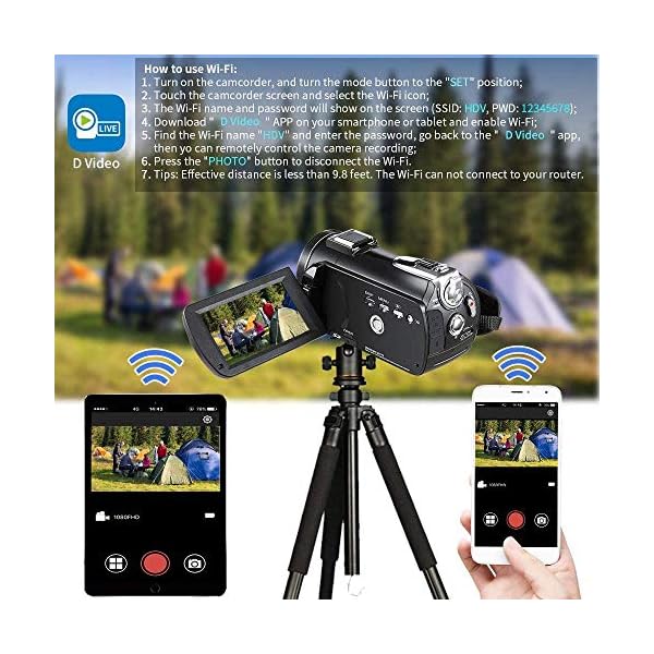 ORDRO Videokamera 4K Camcorder WiFi Ultra HD Vlog Kamera für YouTube, IR Nachtsicht Video Recorder mit Mikrofon, Weitobjektiv, Gegenlichtblende, 2 Batterien – Bild 5