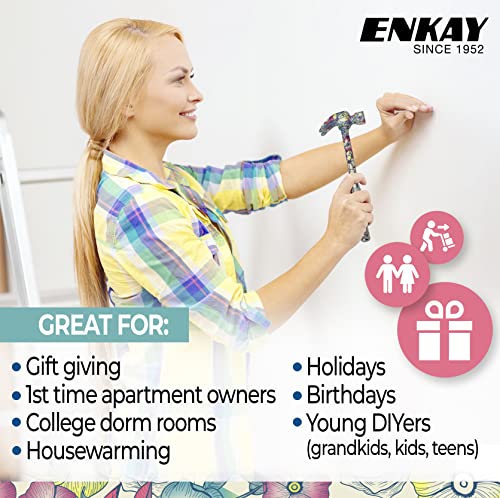Image of ENKAY - 6 in 1 Floral Hammer and Screwdriver, Multifunction Claw Hammer Tool with Flower Print (Pattern 3)