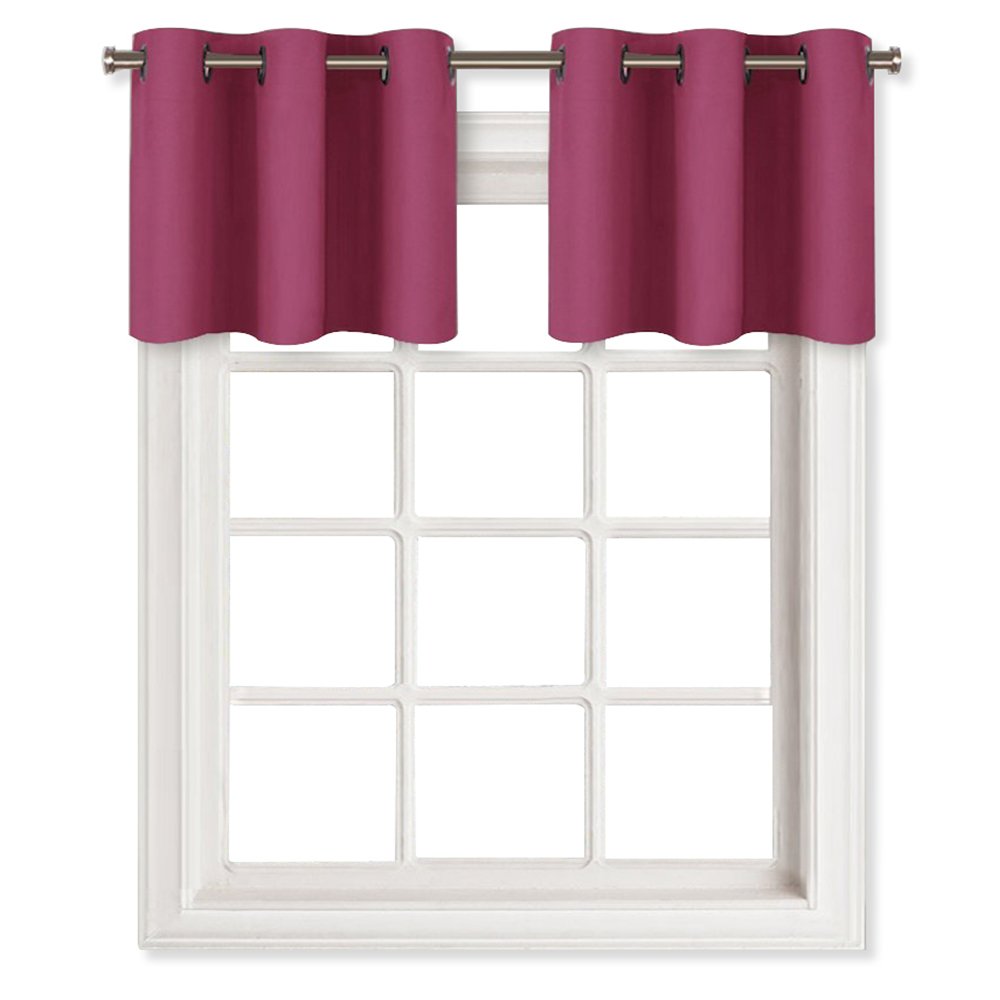 NICETOWN Living Room Blackout Valances for Bathroom - Thermal Insulated Home Decor Blackout Grommet Tier Curtains Drapes (29W by 18L + 1.2 inches Header, Rose Pink, 1 Pair)