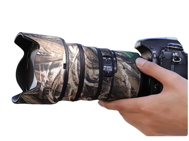 CHASING BIRDS Camouflage Waterproof Lens Coat for Nikon AF-S 24-70mm F2.8 E ED VR Rainproof Lens Protective Cover (Reed Camouflage, with 1.4X TC (TC-14E III))