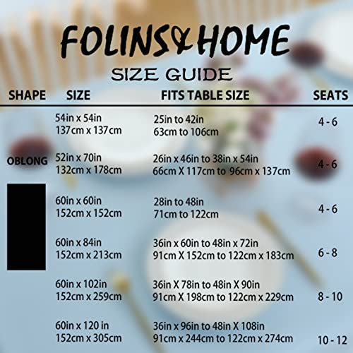 Image of FOLINS&HOME Baby Blue Rectangle Waterproof Tablecloth, 60 x 84 Inch