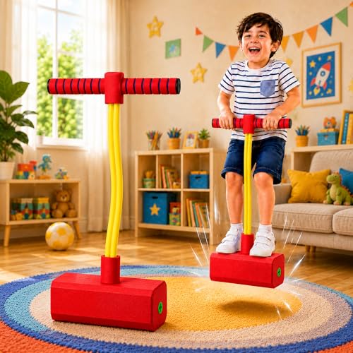 Image of GRAPHENE Kids Pogo Jumper Foam Hopper Toy with Squeaky Sound, Safe Balance Bouncing Stick for Indoor & Outdoor Active Play, Durable Soft Foam Base Jumping Toy for Boys & Girls Age 3 Years+