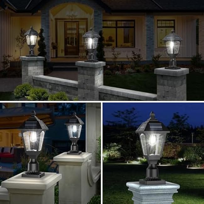 Solar Post Lights Outdoor, Aluminium Solar Lamp Post Light with Pier Mount Base, Outside Decor for Yard Garden Pole Pillar, 100 Lumens (Cool White) ?