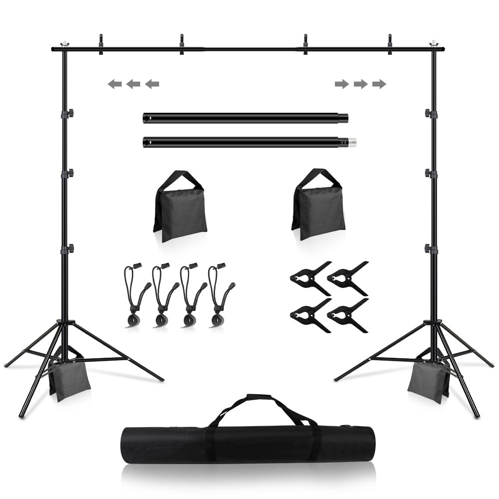Background Stand, Foccalli 3MX2.6M Background Support System Adjustable Photography Muslin Background Support System Stand for Photo Video Studio